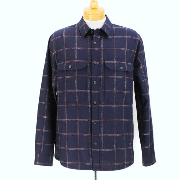 Vince Wool Blend Crosshatch Windowpane Classic Fit Button Down Shirt Jacket XL - Picture 1 of 16